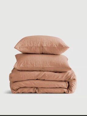 Quince Desert Sunset KING/CAL.KING 100% Linen Duvet Cover Set. 2 Shams